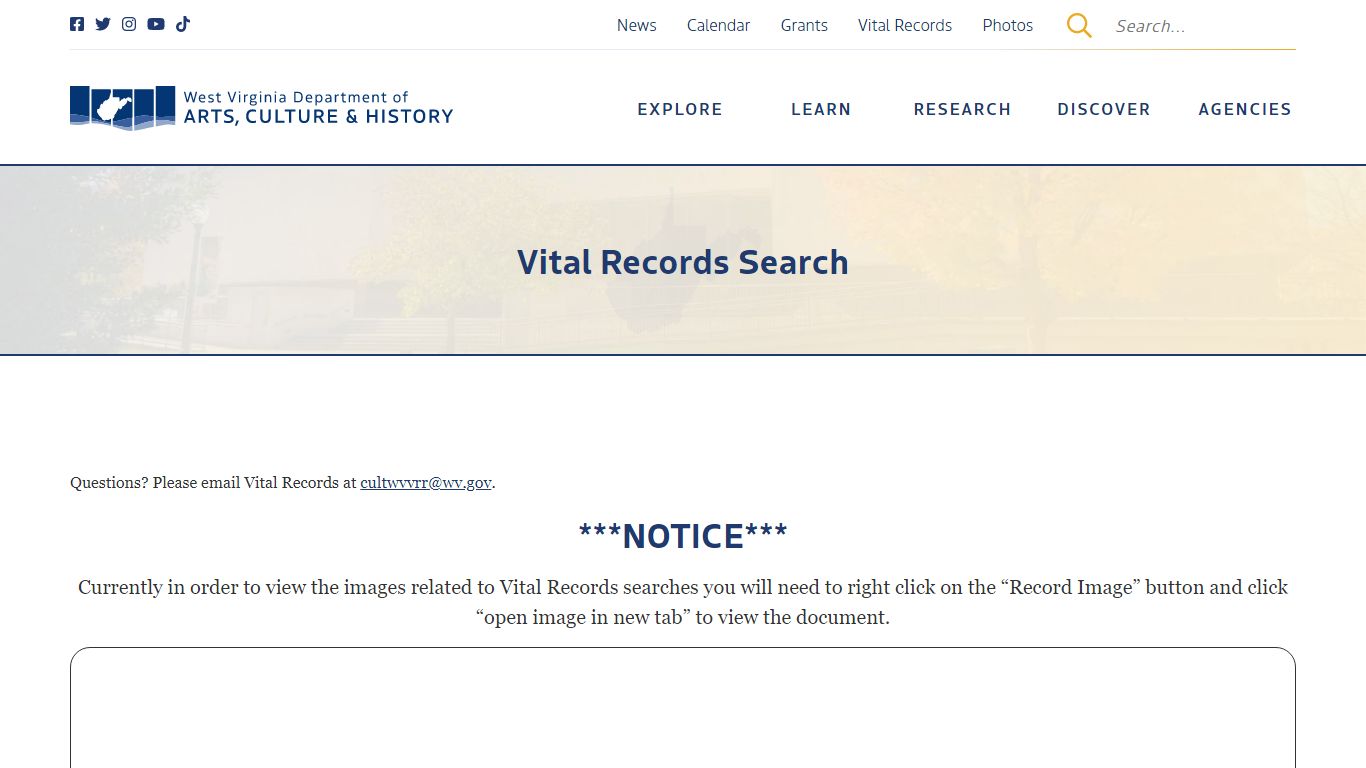 Vital Records Search - West Virginia Department of Arts ...
